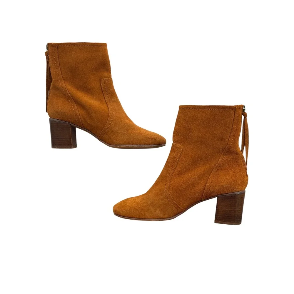 Farylrobin Anthropologie Brown Ankle Boots Womens SZ 9 40 Boho Slim Suede Tassel